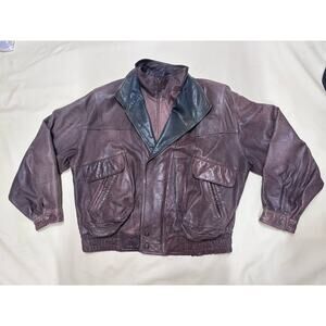 Vintage Adventure Bound by Wilsons Heavy Brown Leather Bomber Jacket Men's XL